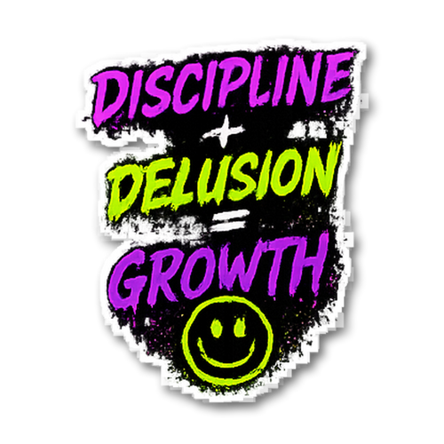 Discipline + Delusion = Growth Sticker preview