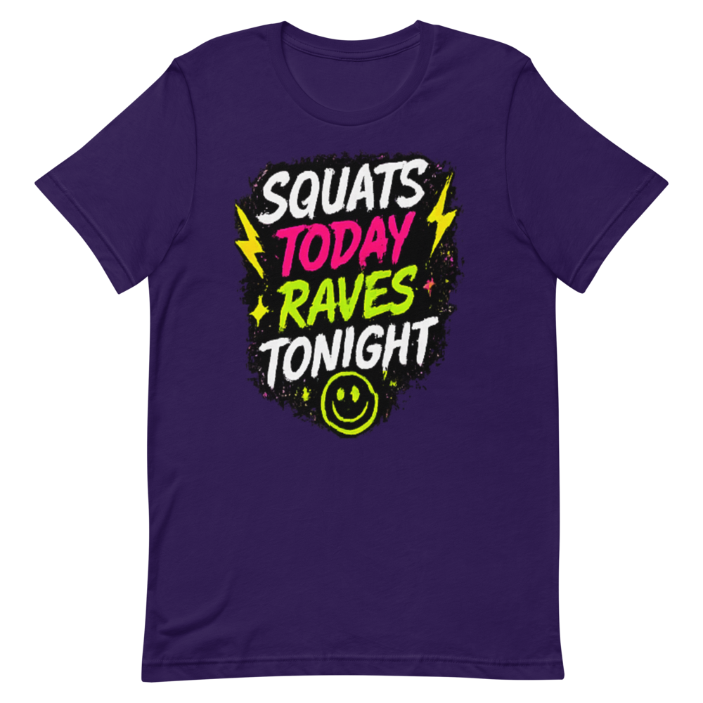Squats Today Raves Tonight Tee - Team Purple preview