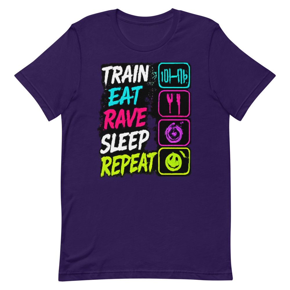 Train Eat Rave Sleep Repeat Tee - Purple preview
