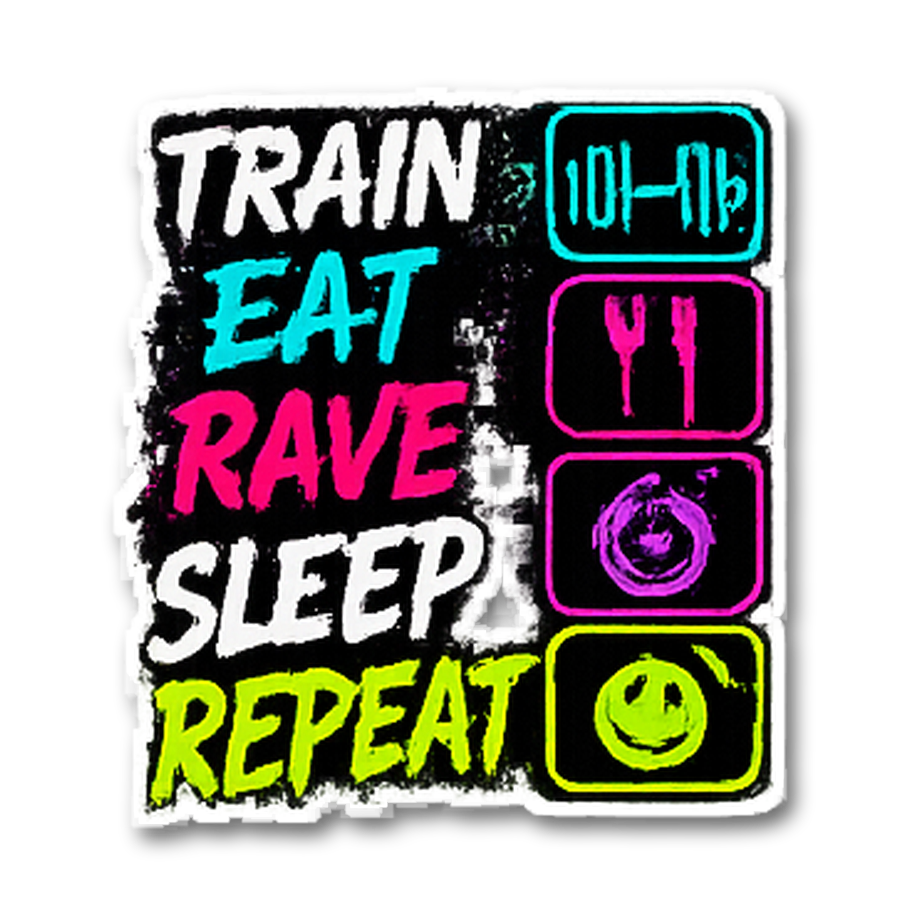 Train Eat Rave Sleep Repeat Sticker preview