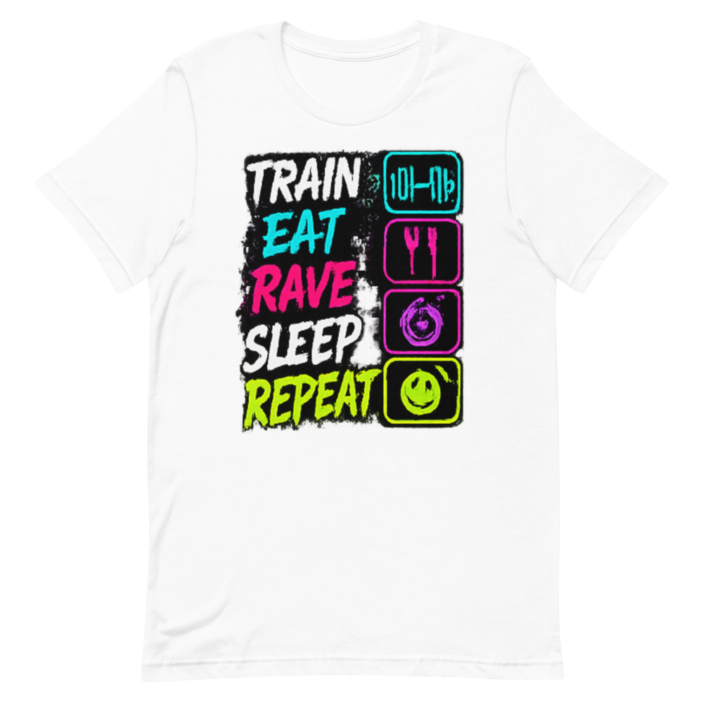 Train Eat Rave Sleep Repeat Tee - White preview